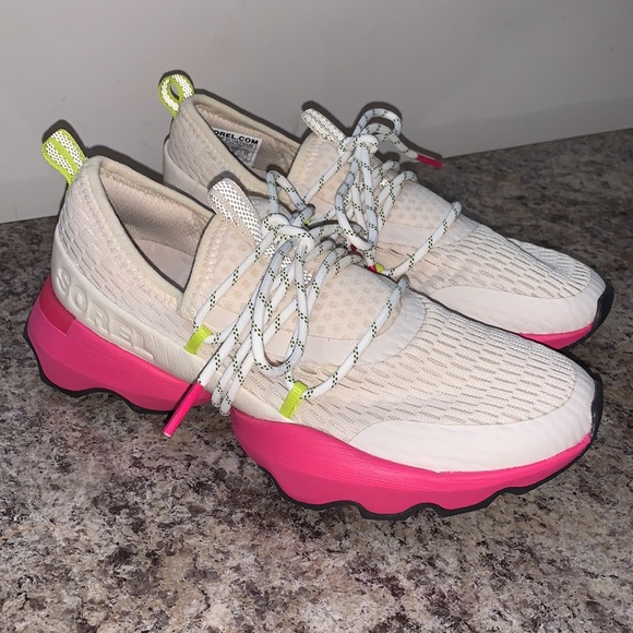 Sorel Pink, Beige, and Neon Yellow Shoes - Picture 3 of 15